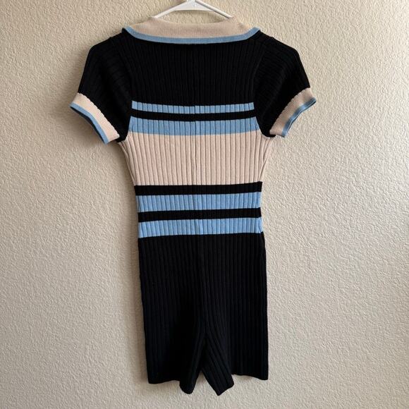 Urban Outfitters Juniper Sweater Shorts Romper Color Block Preppy Academia Small - Picture 3 of 11